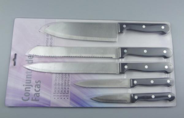 Quality 5Pieces Kitchen Knife Set With PP Handle Black color With Insert Card for sale