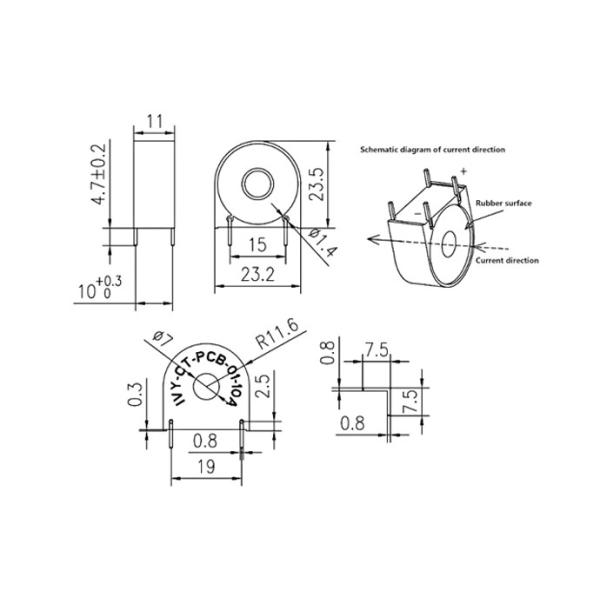 Ultracrystallite EV Charger Parts 10A Micro PCB Current Transformer