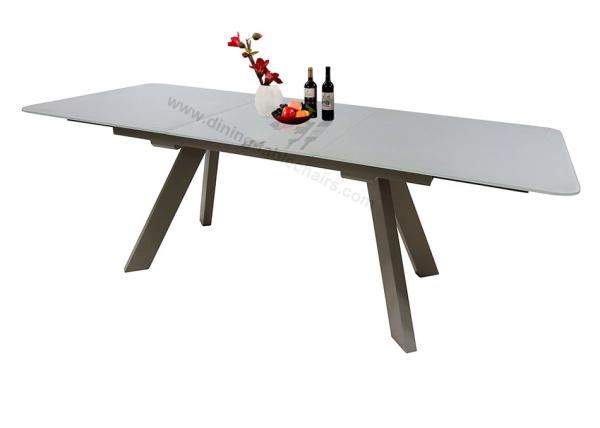 Quality Stylish Painted Tempered Glass Dining Table , Rectangular Extension Dining Table for sale