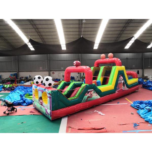 Funny Soccer Blow Up Obstacle Course Moon Bounce Customized For Party
