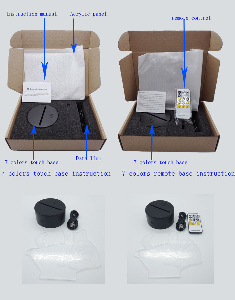 3D led guitar night light seven-color touch visual light creative gift atmosphere small table lamp