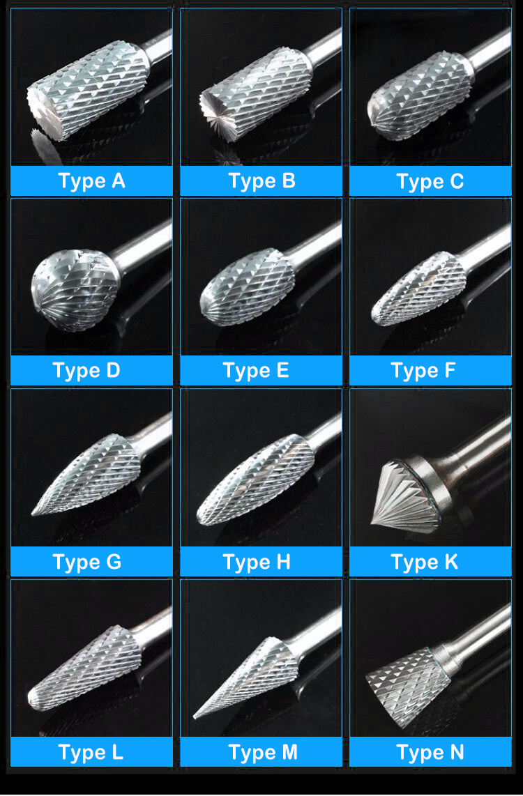 1/8 Shank Single Cut Files Hra85 Rotary Tool Accessory Drill Chucks Accessories Tungsten Carbide Burr Set