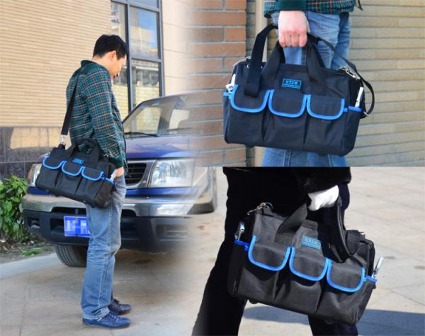 Quality Home Appliance Polyester Canvas Tool Bag With Three Pockets Outside for sale