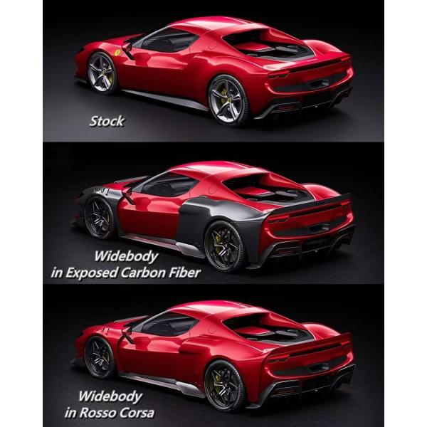 Red Ferrari 296 Automobile Body Kit ZE Style Diffuser Carbon Fiber Front Lip Spoiler