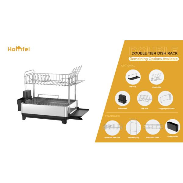 Multifunctional Kitchen Dish Rack Stainless Steel Dish Drainer And Organizer With Cup Holder And Cutlery Holder