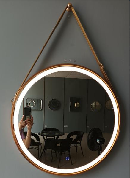 Quality Aluminum Frame Black Hanging Vanity Mirror With Lights 24W for sale