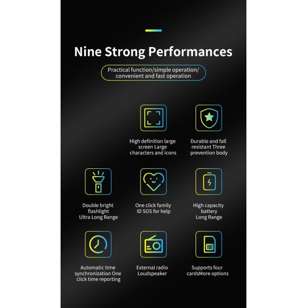 4 SIM Card 2G Cell Phone Flashlight FM Radio Q9 3.5 Inch Long Lasting