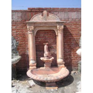 Buy cheap Pink Marble Fish Statue Columns Carved Stone Wall Fountain product