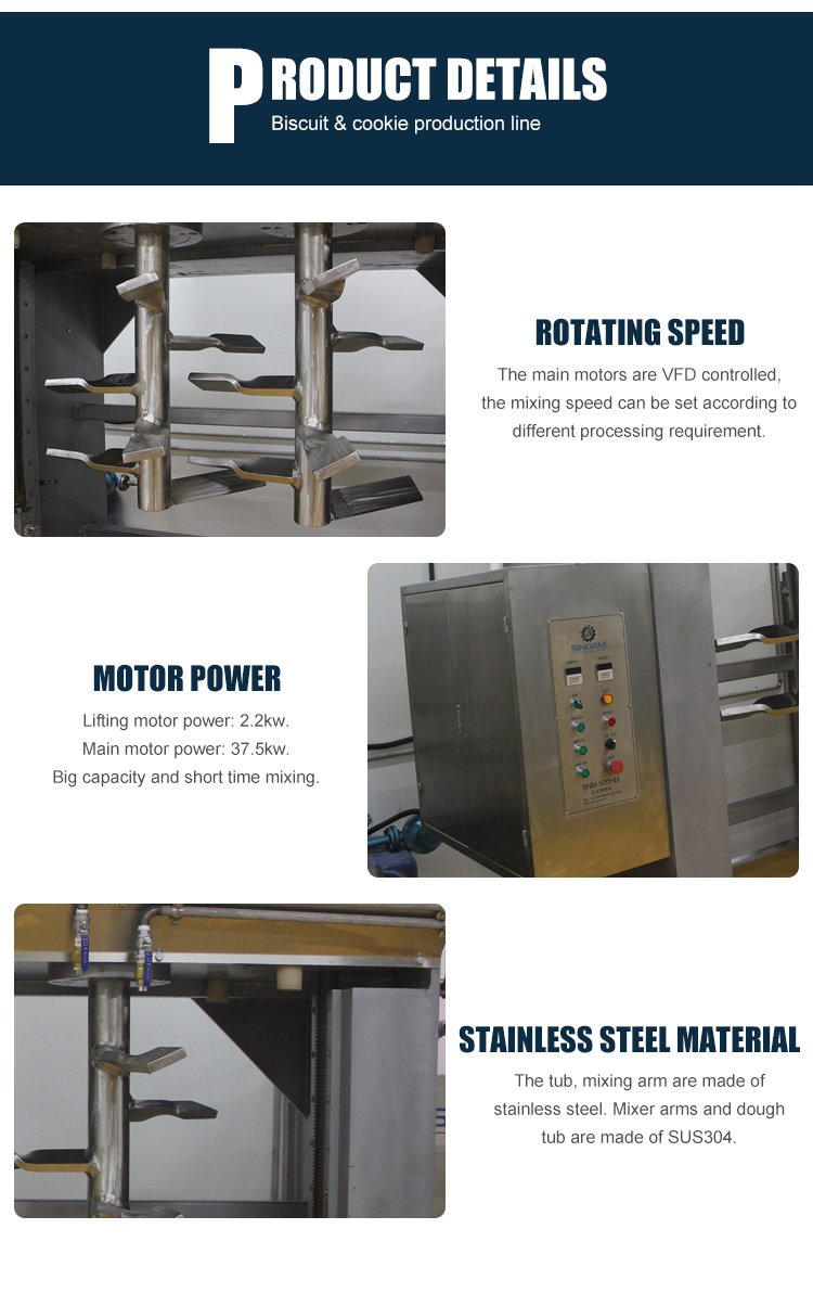 Big Capacity 304 Stainless Steel Biscuit Making Machine Large Stand Commercial Dough Mixer