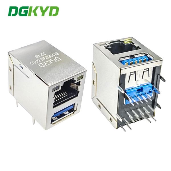 Quality Gigabit Modular Jack RJ45 Stacked Over USB Rj45 Connector 3.0 X1F Cat6 W/ LED 1775855-3 for sale