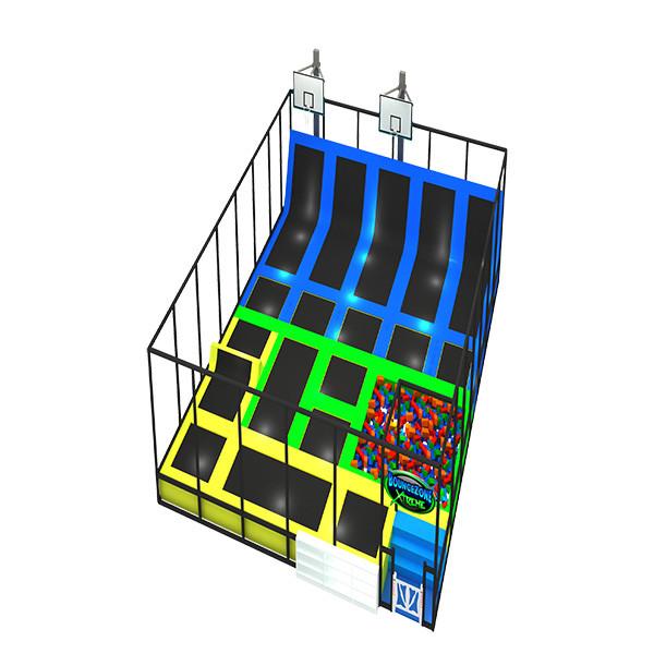 Quality Carbon Steel Trampoline Park Playground , Kids Exercise Trampoline With Foam Pit for sale