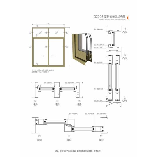 Latest design sound proof temper double glazed single track aluminum profile