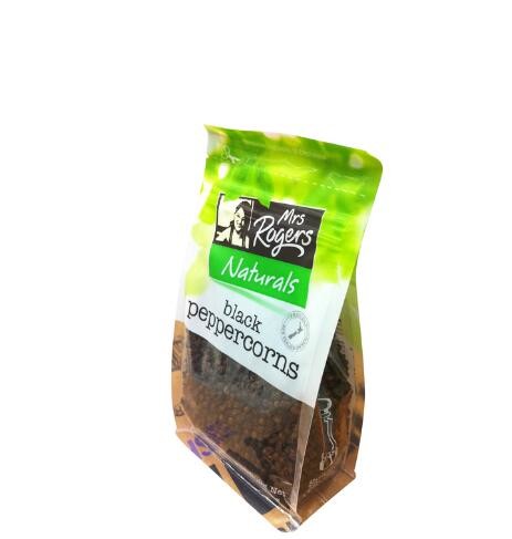 Square Bottom Food Grade Sea Salt / Peppercorns Custom Printing Gusset Base Clear Stand Up Pouch