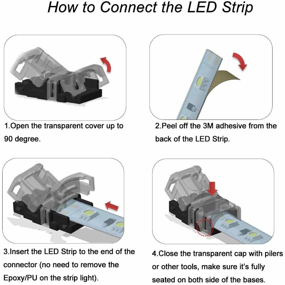 4pin 3pin 2 Pin Led Light Connector LED Accessory Terminal Wire Female Male 8mm 10mm