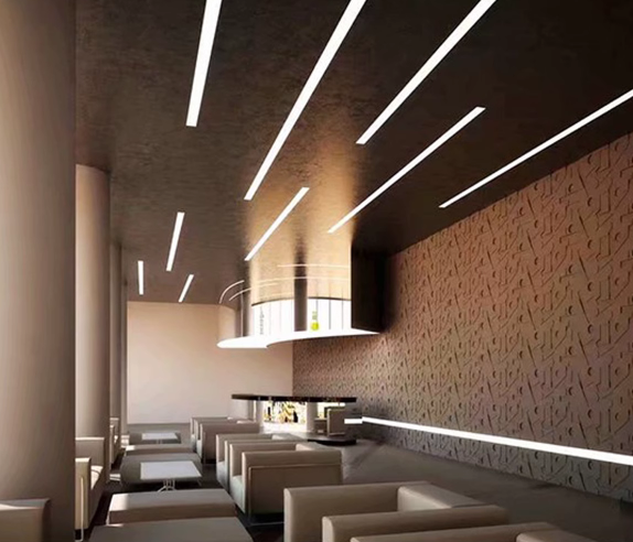 Two-layer Suspended Aluminium LED Strip Lights Customized Lighting Solution