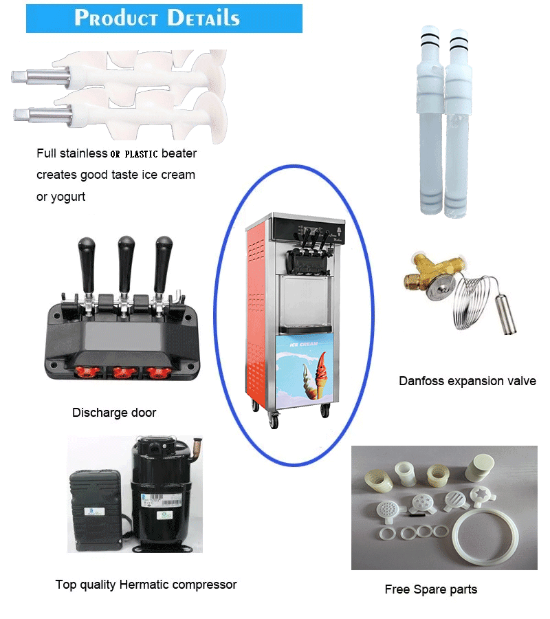 Commercial Yogurt Ice Cream Machine Automatic Soft Serve Maker with 6 Quart Capacity and R22/R410A/R404A Refrigerant