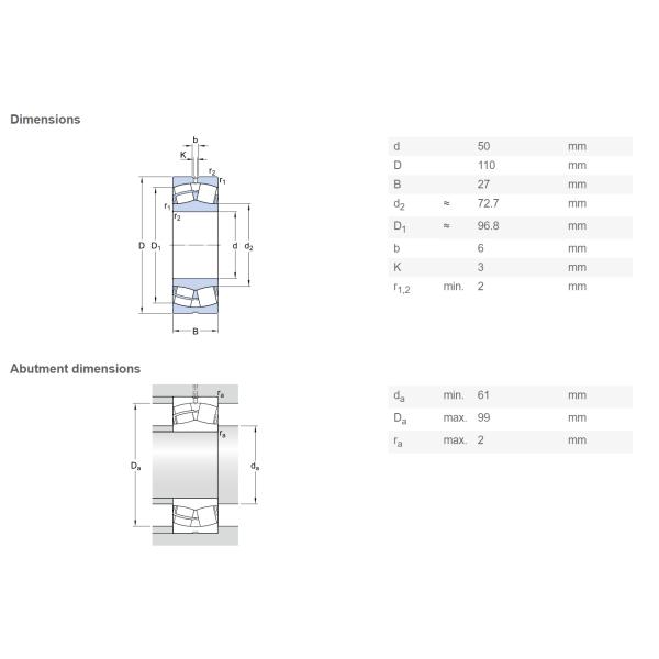 21310 CC / C3WCC Spherical Roller Bearing For Grain & Textile Machinery 50 X 110 X 27 MM