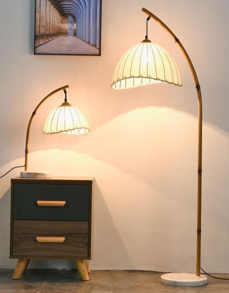 Quality Retro Chinese bamboo floor lamp for homestayliving room sofa study bedside lamp for sale