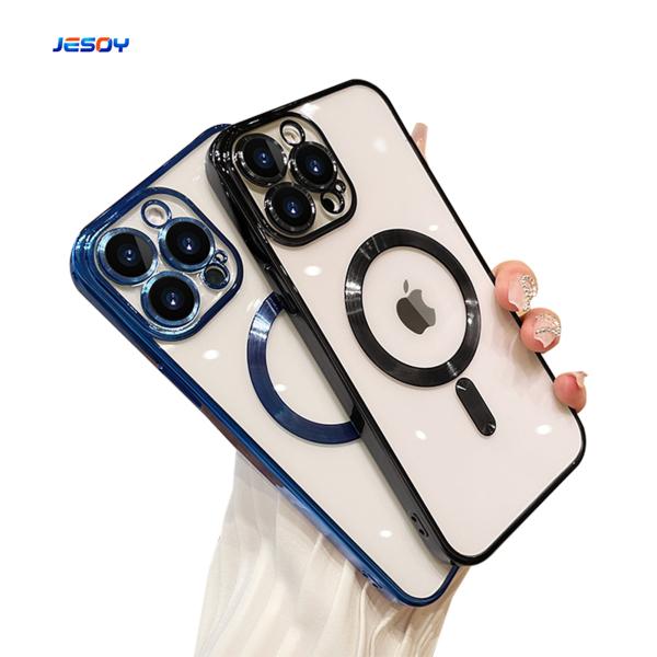Quality Clear Magnetic TPU Magsafe Phone Case Camera Lens Protector Shockproof For iPhone for sale
