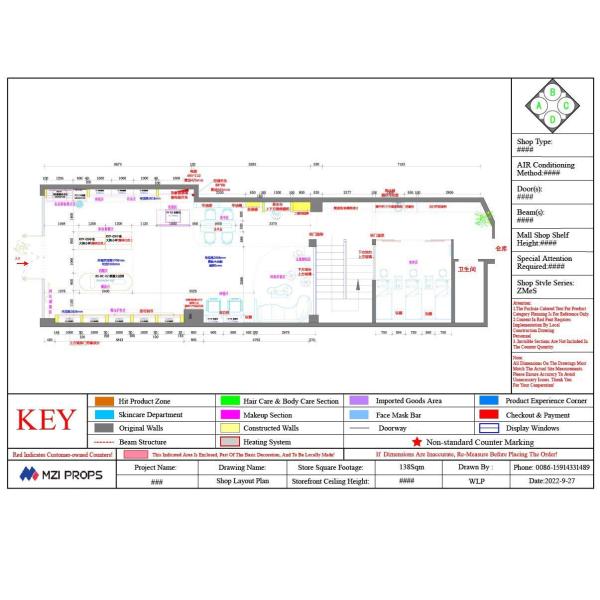 13-ZMeS001, Zhenmei Series Beauty Store in Macheng featuring 16 Main Fixtures within 138 Sqm and Approx. $6,345 Budget