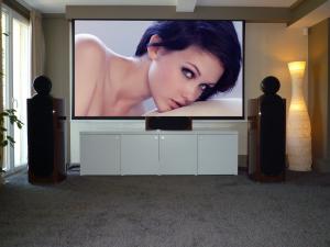 China Collapsible Motorized Projection Screens For Projector / big outdoor portable movie screen 180 on sale