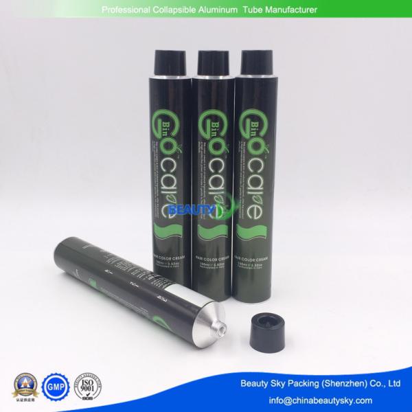 Quality 32*175MM 100ML Volume M11 screw Printed Aluminium Tubes  for  Hair Color cream with Black cover for sale