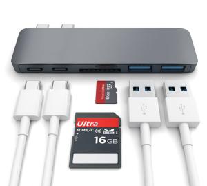 Aluminum USB 3.1 Type C Hub Adapter 4K Thunderbolt 3 USB C Hub With TF SD Reader Slot PD