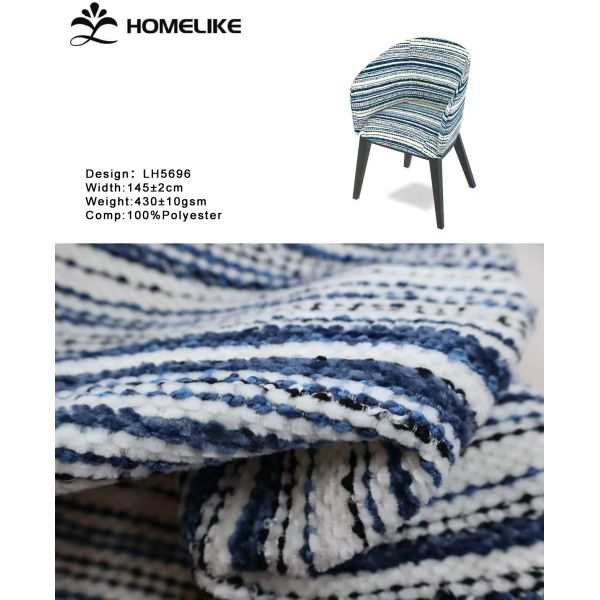 High Quality New Plain 100% Polyester Jacquard Stripe Blended Woven Chenille Sofa & Curtain Fabric Home Textile