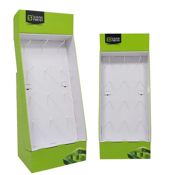 Green / White Color Stationery Display Rack Floor Standing Type Solid Structure