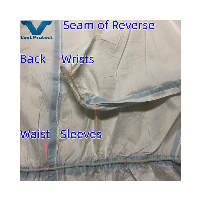 Breathable Disposable White Blue Strip Micro Film Suit Without Boots-Cover
