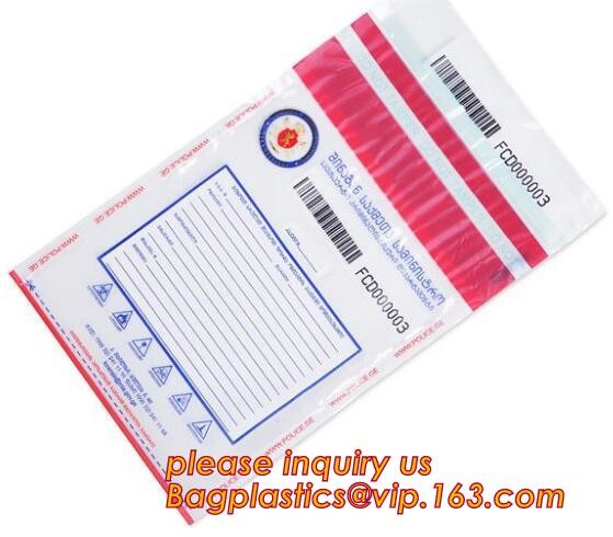 money locking security bag courier plastic bag, plastic self adhesive evidence bag/security bag, Temper-Evident Bags, De