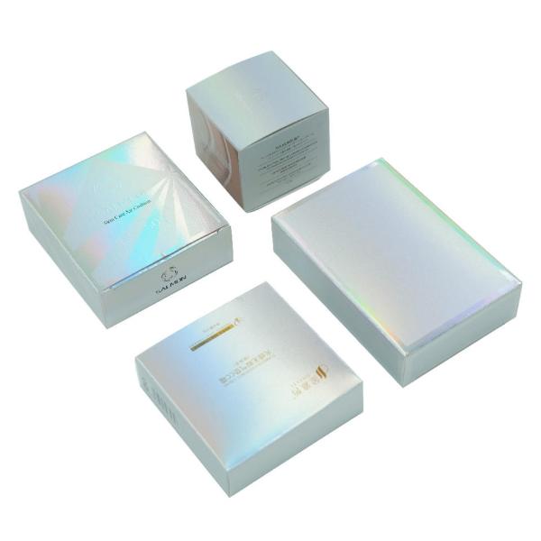 Gradient Flat Pack Gift Boxes , Holographic Packaging Box with Front Lock