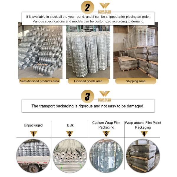 Square Hole Galvanized 100m Australia Farm Fixed Knot Field Fence For Livestock Farming