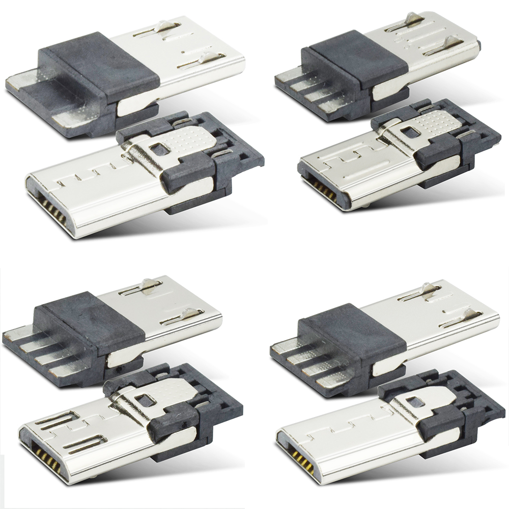 Micro USB 2.0 5 Pin Male Connector Gold Plating With Charge Function