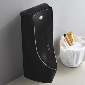 China Matte Black Back Spud Floor Standing Urinal Auto Sensor Flushing on sale