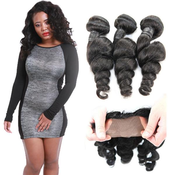 Quality Real Long Loose Curly Hair Extensions , Indian Loose Curl Weave No Tangle for sale