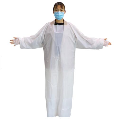 Quality Disposable CPE/PEVA Plastic Gown Long Sleeve Apron With Thumb Loop Cuff for sale