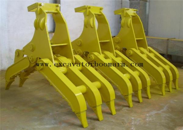 Quality Yellow Color Excavator Rotating Grapple For Rock Grab High Performance for sale