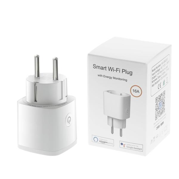 Quality Alexa Enabled Tuya White Mini EU Smart Plug 16A Power Monitor For Smart Home for sale