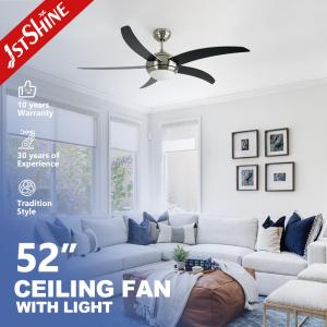 Indoor 52 Inch Remote Control Modern LED Ceiling Fan 5 Plywood Blades