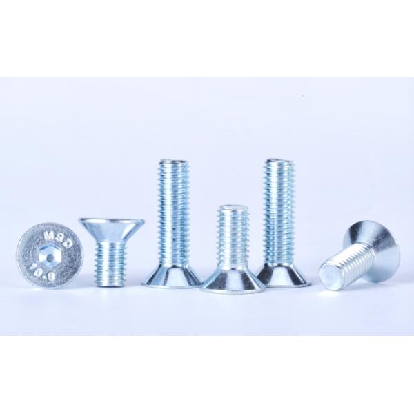 White Zinc Plated Flat Head Socket Drive Machine Screws Countersunk Head Hex Drive Screws