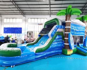 Buy cheap Palm Tree Jumping Inflatable Bouncer Slide For Backyard product