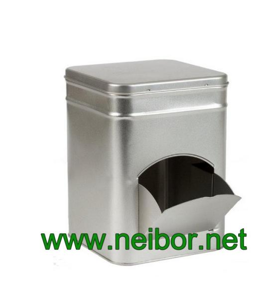 Quality Square shape tea & coffee bag tin dispenser box for sale