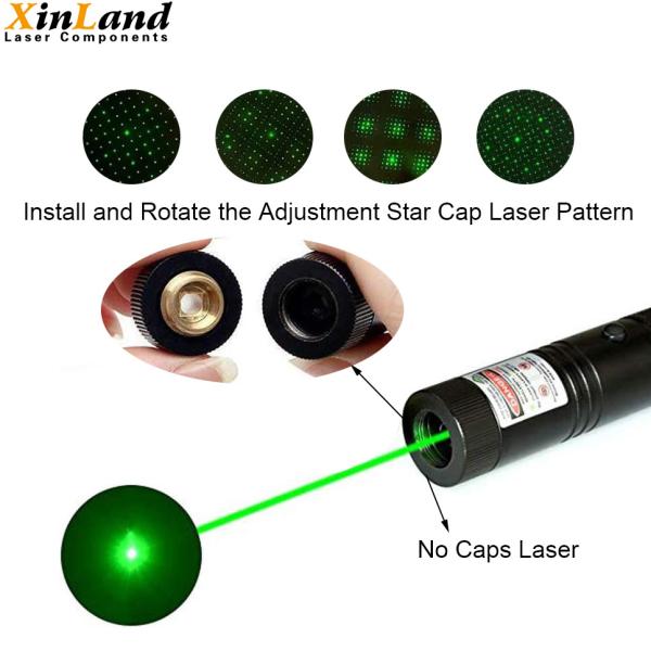 Beam Flashlight 532nm Green Laser Pointer Pen Adjustable Safety Key