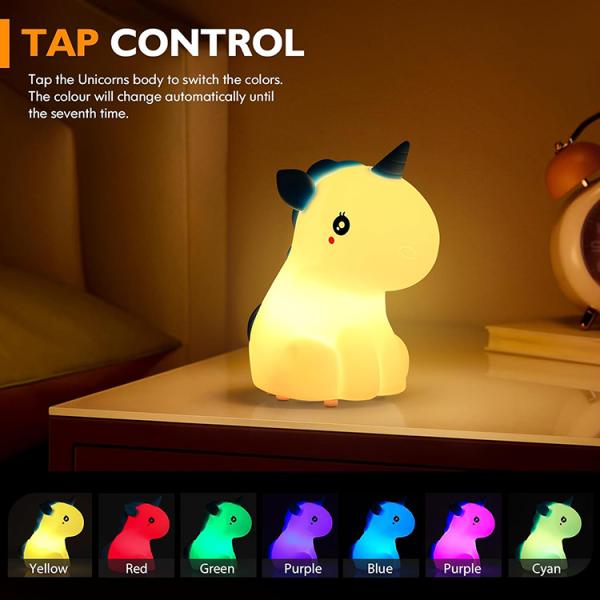 Touch Sensor Color Changing Baby Lamp Sleeping Light Rainbow Unicorn Silicone Night Lamp For Kids Bedroom Special Gift