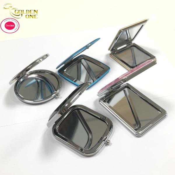 Quality Hot Sale Portable Round Folded Compact Mirrors Rose Gold Silver Plated Pocket  Making Up Mirror for Gift for sale