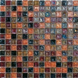 Deep red water waving glass mosaic tile square shape tile