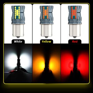China Waterproof 12V 1156 3030 24LED+2COB Brake Turn Signal Lights 3156 Dual Color Led Bulb on sale