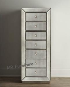 Antique Tall Mirrored Chest Of Drawers Excellent Hand Made Technique