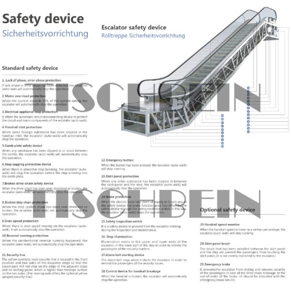 Large Passenger Flow Heavy Duty Escalator 30° 35° Inclination 3 sides 304 St St Outercladding For Supermarket Hospital